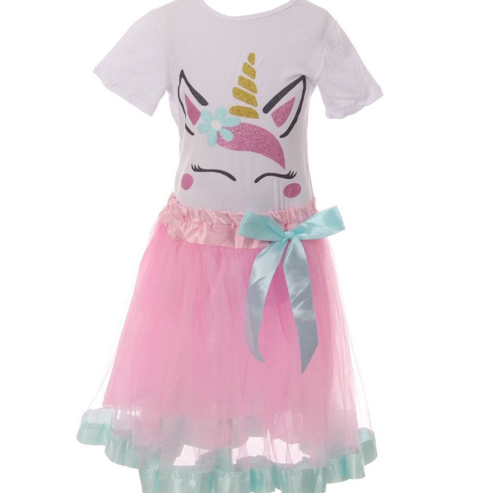 Little Girls Toddler Kids Unicorn Tulle Tutu Party Holiday 2PCS Skirt Dress Set